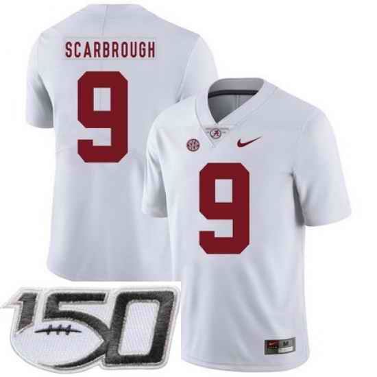Alabama Crimson Tide 9 Bo Scarbrough White Nike College Football Stitched 150th Anniversary Patch Jersey